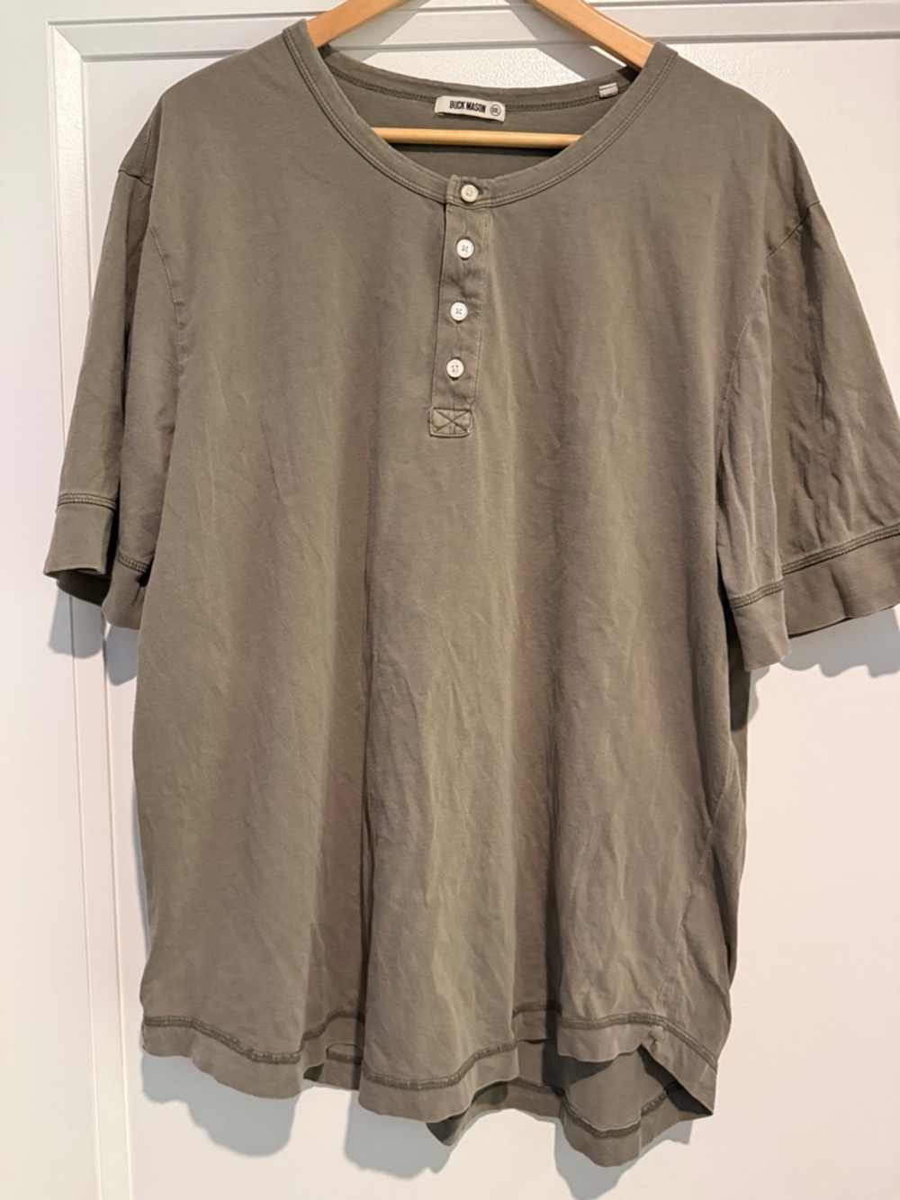 Buck Mason Olive Short-Sleeve Henley Tee